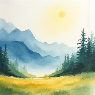 Acuarela paisaje de estudiante